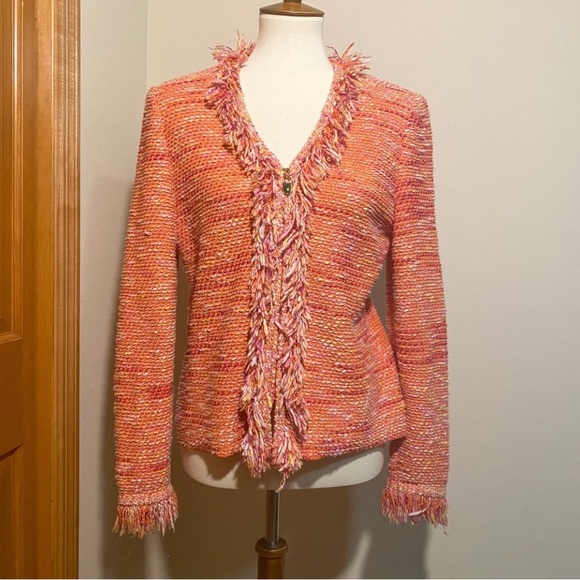 St. John Jackets & Blazers - St John Sport by Marie Gray Multicolor Boucle Fringe Detail Jacket Small…